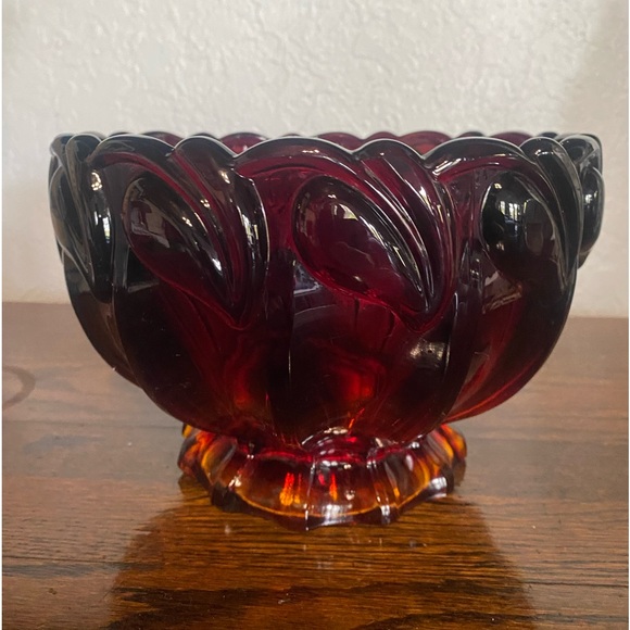 STUNNING VTG Indiana Amberina Tiara Glass Sunset Pedestal Bowl - Picture 3 of 8